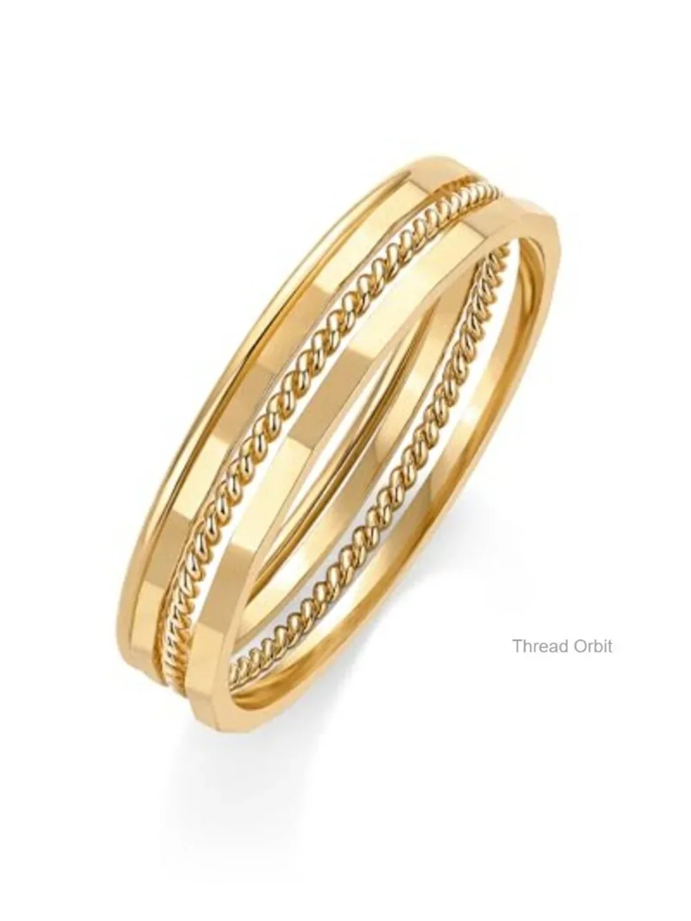 14K Gold Plated Thin Rings Set for Women - 4 Dainty Stacking Bands